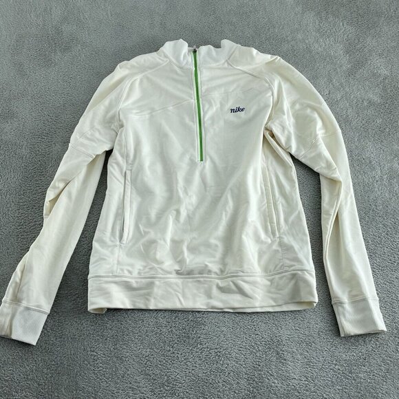 Nike Womens Half-Zip Pullover Jacket G Size Polyester & Spandex Cream 5456 - Picture 1 of 8